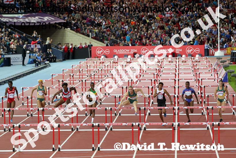 Sally Pearson (Australia) wins the 100 metres hurdles at the Commonwealth Games, Glasgow. Photo: David T. Hewitson/Sports for All Pics